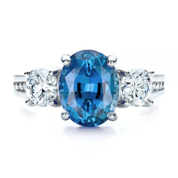 Jewelry - Noble Jewelry Oval Diamond Royal Blue Shiny Zircon Rings for Women, PD058